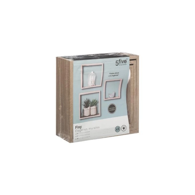 Lot De 3 étagères Murales Coloris Chêne Naturel 5Five – Image 2