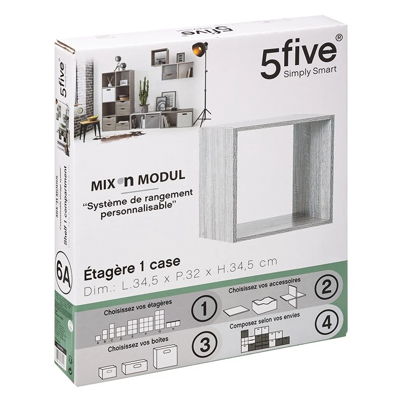Etagère 1 Case Mix Gris 5Five 2 Etagère 1 Case Mix Gris 5Five – Image 2