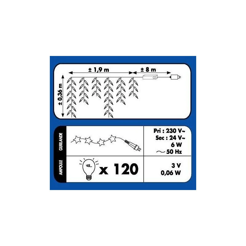 Guirlande 120 LED Tombée De Neige Bleu Fil Transparent 4 Guirlande 120 LED Tombée De Neige Bleu Fil Transparent – Image 4