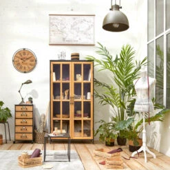 Horloge Métal Et Bois D58 Colonial Atmosphera -Noël Décorations Magasin horloge metal et bois d58 colonial atmosphera 3