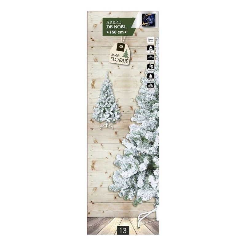 Sapin De Noël 150 Cm Vert Floqué Blanc 2 Sapin De Noël 150 Cm Vert Floqué Blanc – Image 2