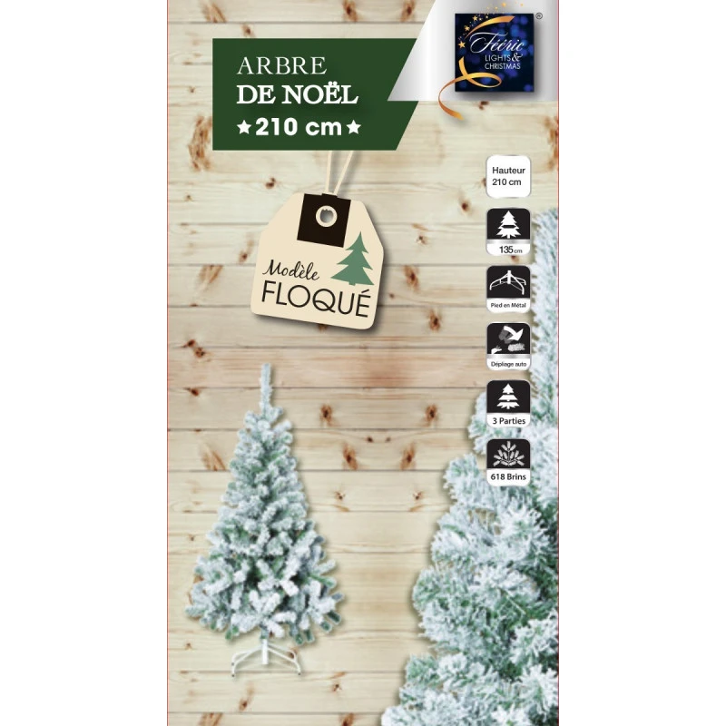 Sapin De Noël 210 Cm Vert Floqué Blanc 2 Sapin De Noël 210 Cm Vert Floqué Blanc – Image 2