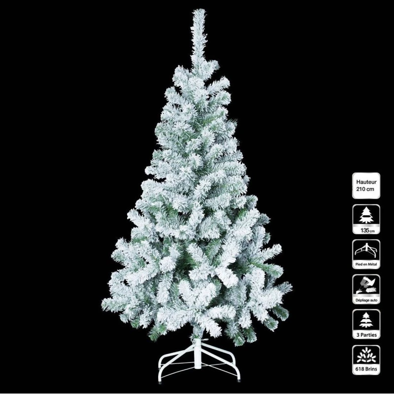 Sapin De Noël 210 Cm Vert Floqué Blanc 1 Sapin De Noël 210 Cm Vert Floqué Blanc