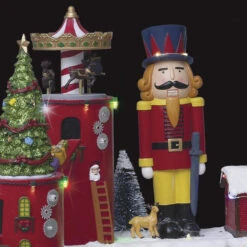 Village De Noël Animé, Lumineux Et Musical Atelier Du Père Noël -Noël Décorations Magasin village de noel anime lumineux et musical atelier du pere noel 1 1