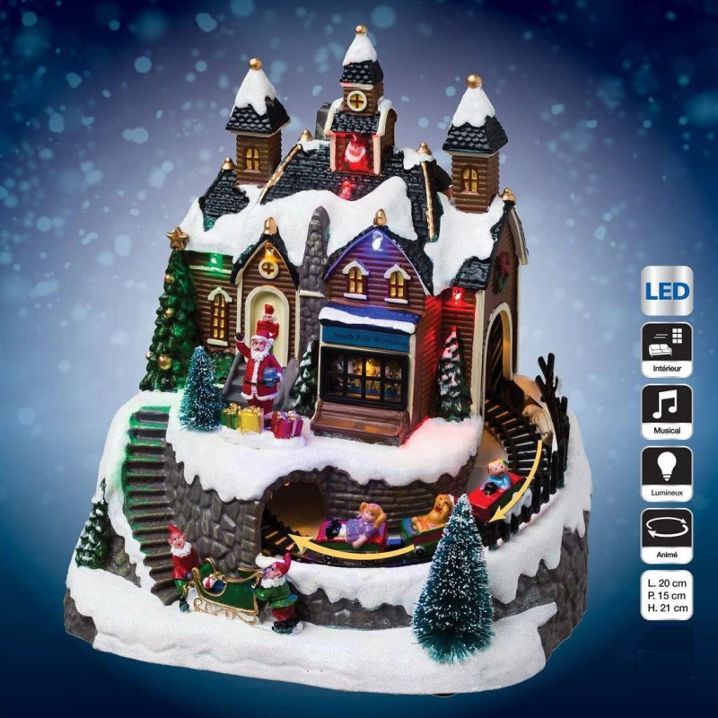 Village De Noël Atelier + Train Lumineux, Musical Et Animé 1 Village De Noël Atelier + Train Lumineux, Musical Et Animé