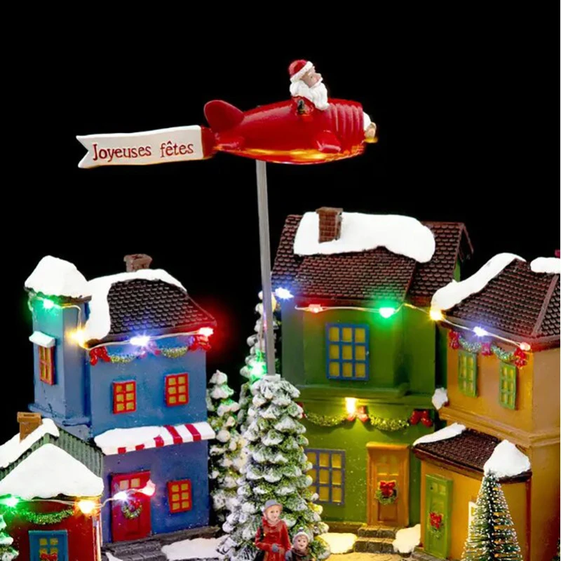 Village De Noël Avion Du Père Noël Et Calèche Lumineux Et Animé 2 Village De Noël Avion Du Père Noël Et Calèche Lumineux Et Animé – Image 2