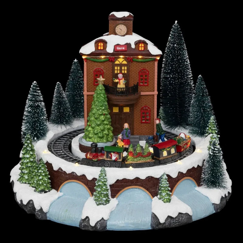 Village De Noël Lumineux Gare Avec Train Animé 2 Village De Noël Lumineux Gare Avec Train Animé – Image 2