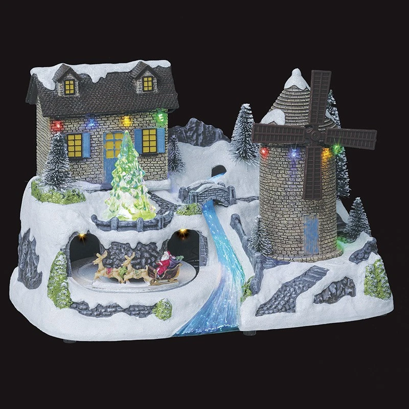 Village De Noël Moulin à Vent Animé, Lumineux Et Musical 2 Village De Noël Moulin à Vent Animé, Lumineux Et Musical – Image 2