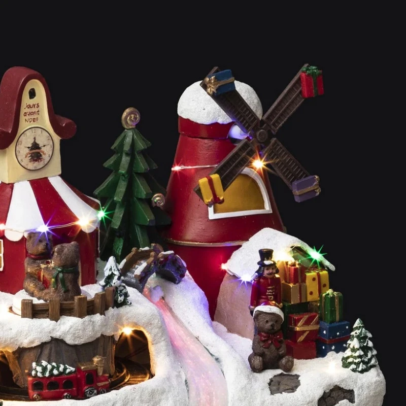 Village De Noël Moulin Et Horloge Du Père-Noël 2 Village De Noël Moulin Et Horloge Du Père-Noël – Image 2