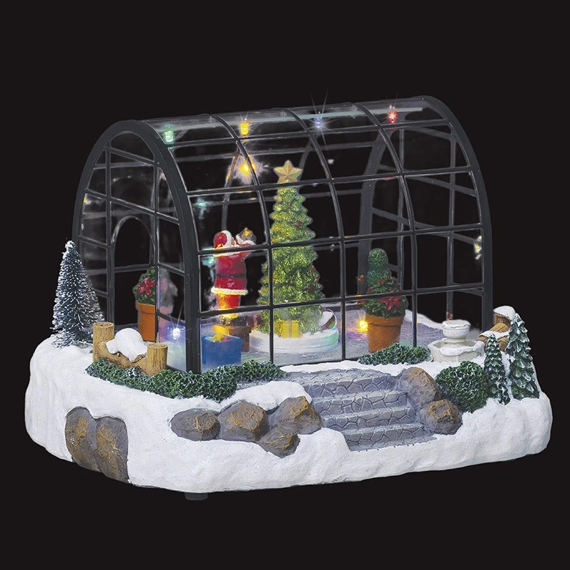 Village De Noël Serre Du Père-Noël Lumineux Animé 1 Village De Noël Serre Du Père-Noël Lumineux Animé