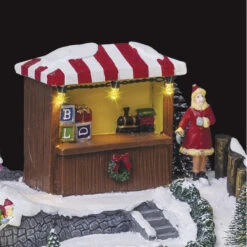 Village De Noël Stand Montgolfière Lumineux Animé -Noël Décorations Magasin village de noel stand montgolfiere lumineux anime 1 1